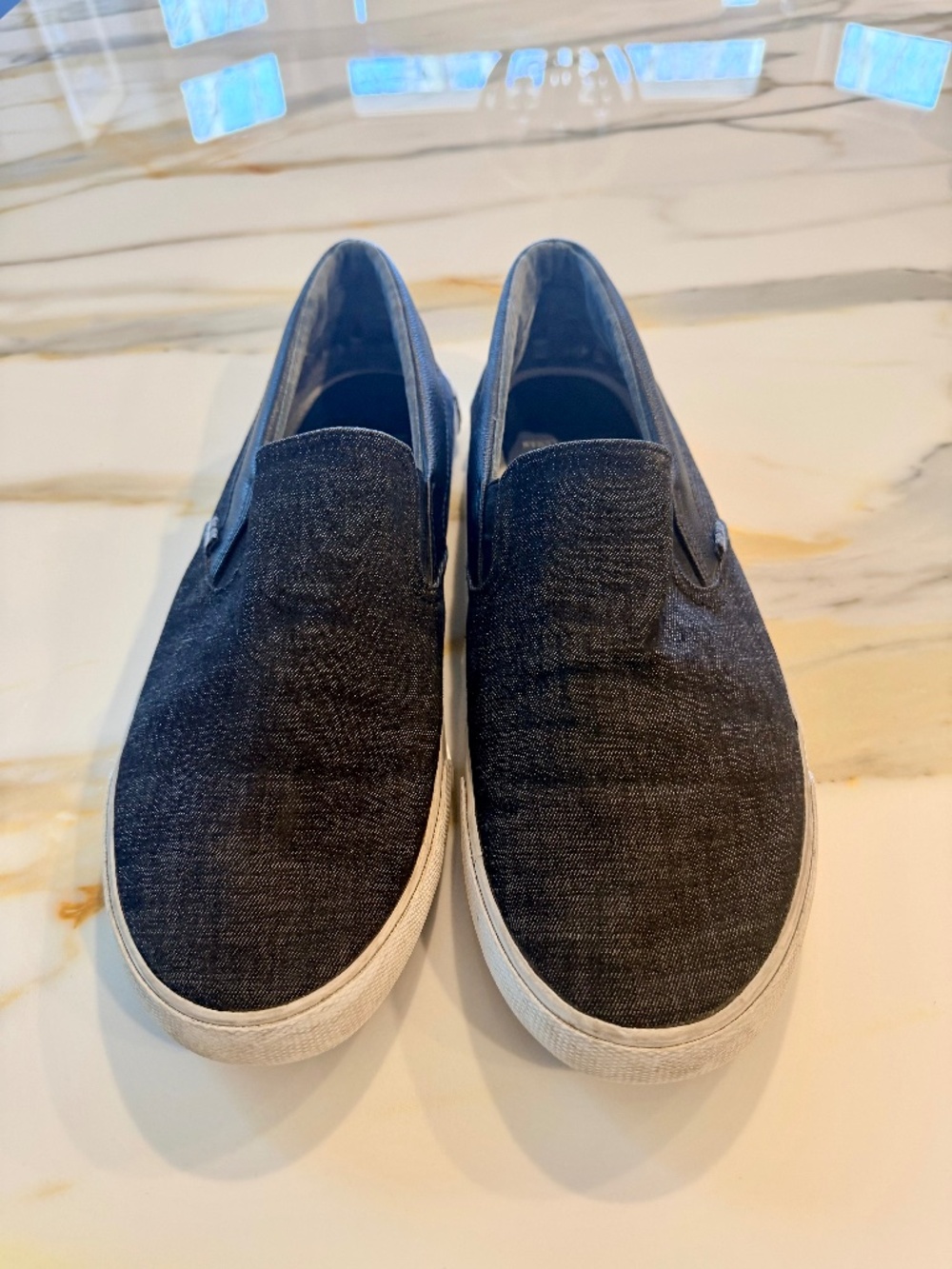 Ben Sherman Percy Men's Slip on Sneakers in a Dark Gray Denim Canvas Sz 13 M